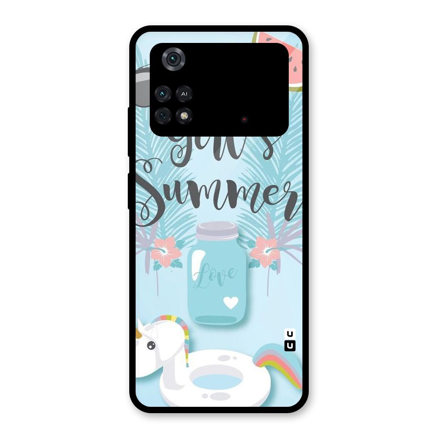 Girls Summer Glass Back Case for Poco M4 Pro 4G