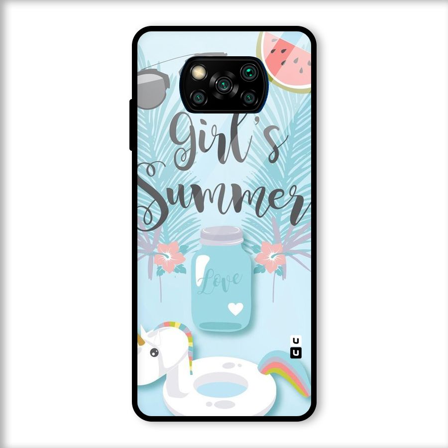Girls Summer Glass Back Case for Poco X3