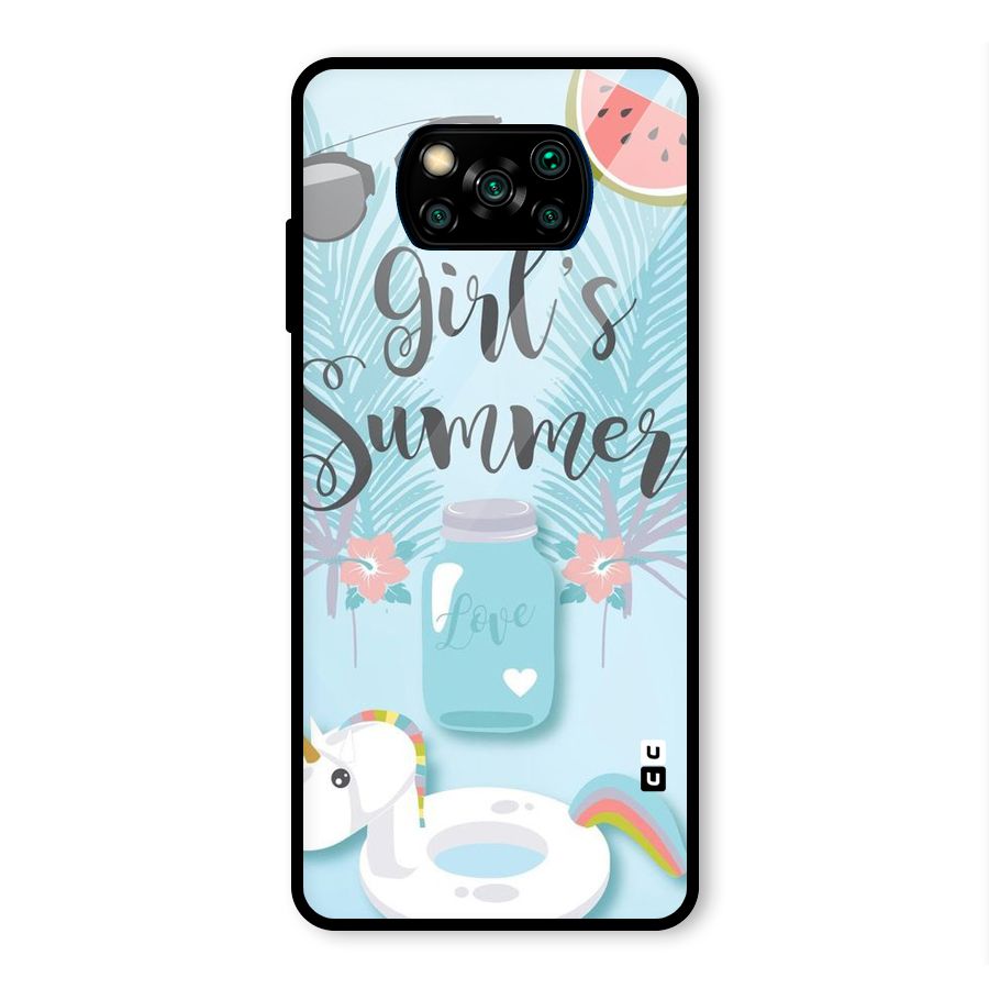 Girls Summer Glass Back Case for Poco X3 Pro