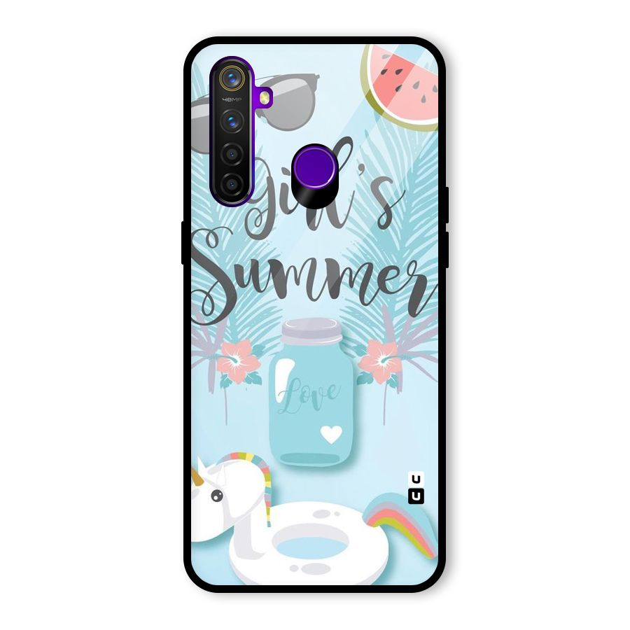 Girls Summer Glass Back Case for Realme 5 Pro