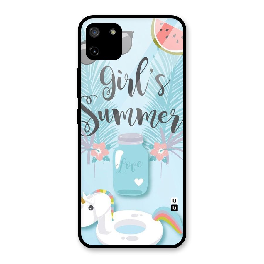 Girls Summer Glass Back Case for Realme C11