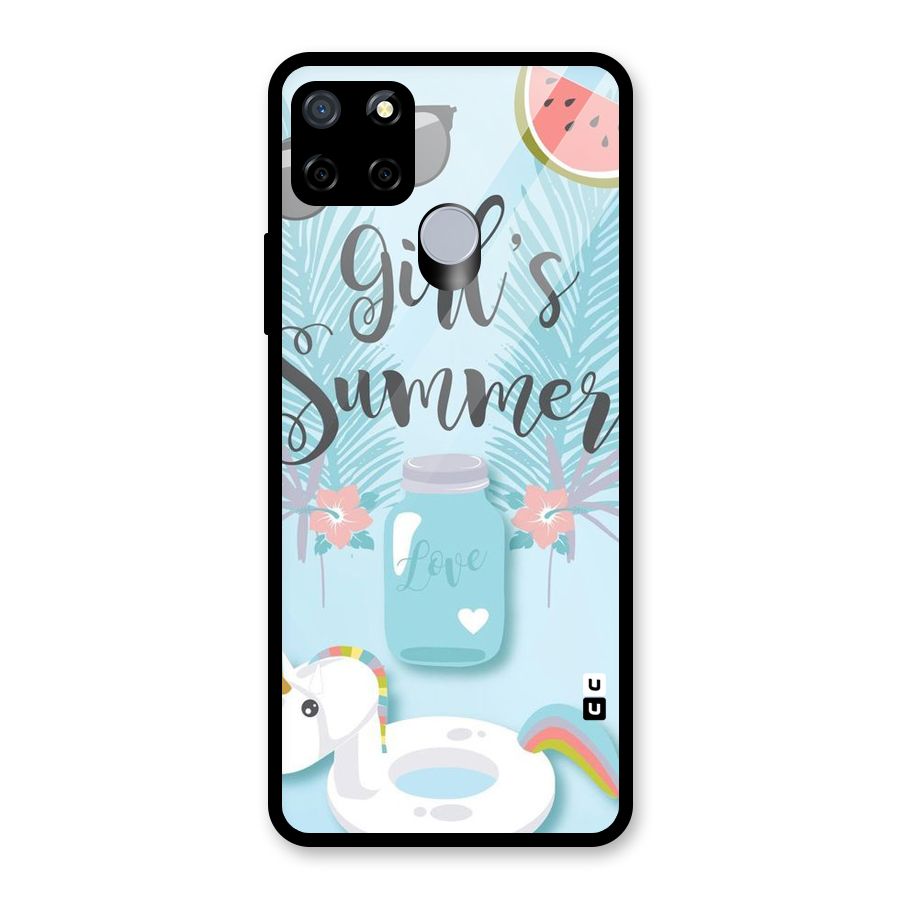 Girls Summer Glass Back Case for Realme C12