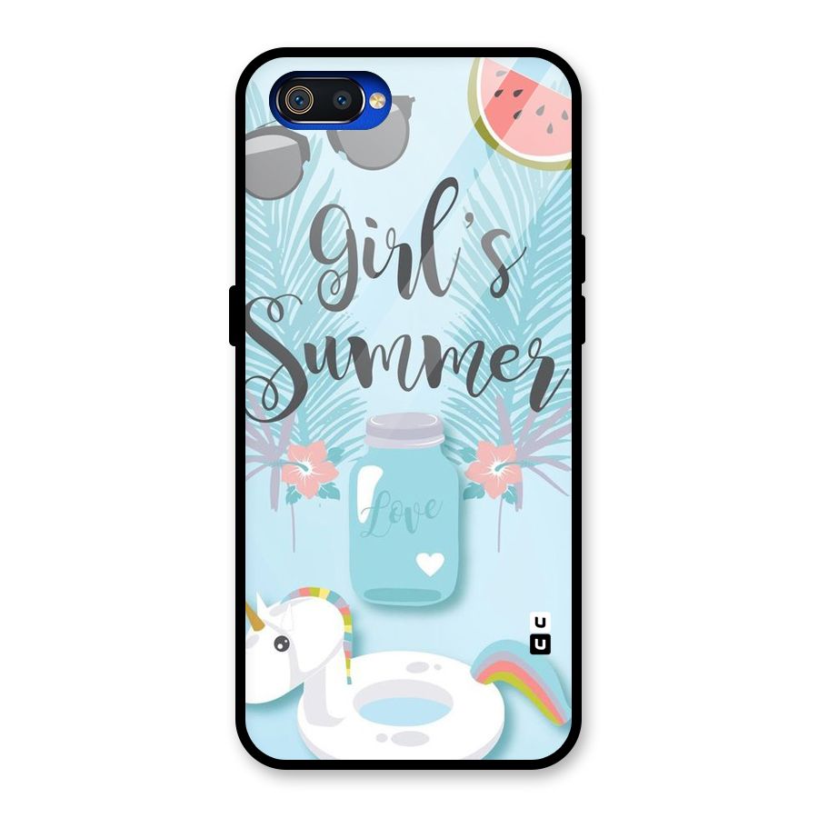 Girls Summer Glass Back Case for Realme C2