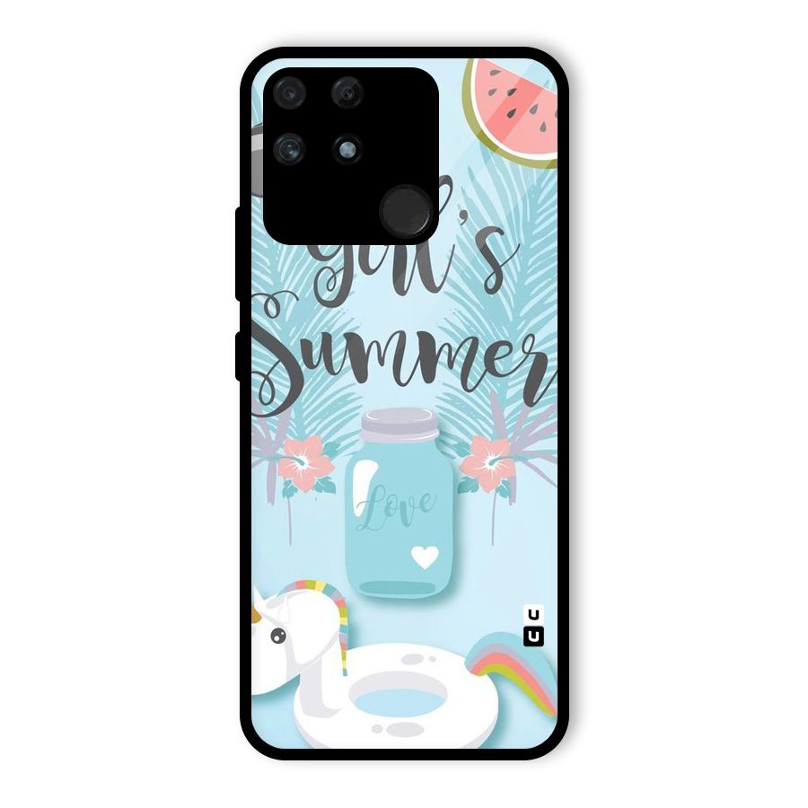 Girls Summer Glass Back Case for Realme Narzo 50A