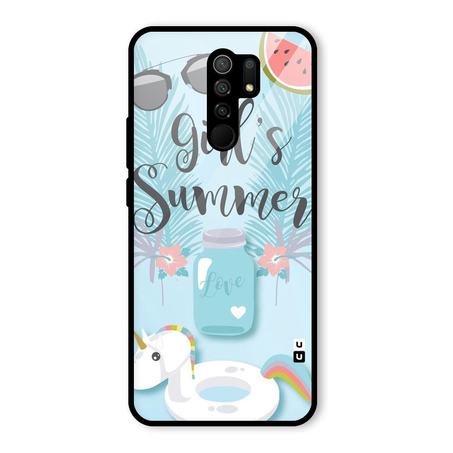 Girls Summer Glass Back Case for Redmi 9 Prime