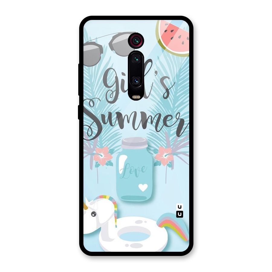 Girls Summer Glass Back Case for Redmi K20