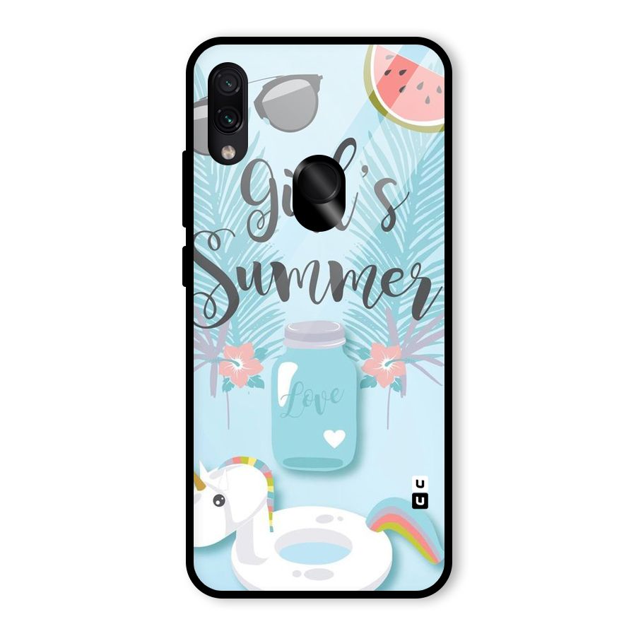 Girls Summer Glass Back Case for Redmi Note 7 Pro