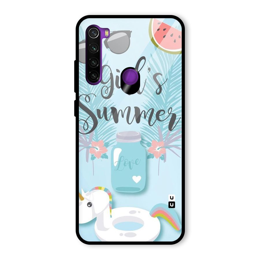 Girls Summer Glass Back Case for Redmi Note 8