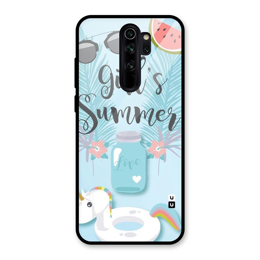 Girls Summer Glass Back Case for Redmi Note 8 Pro