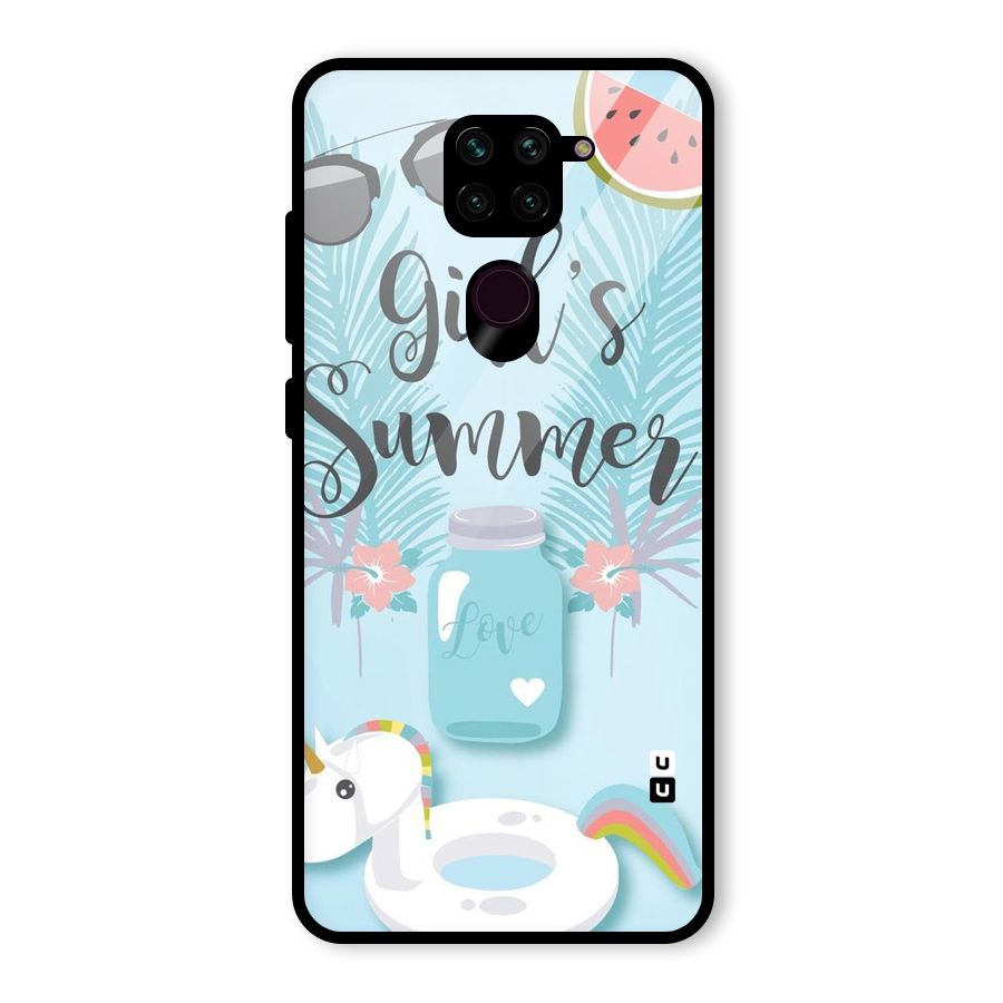 Girls Summer Glass Back Case for Redmi Note 9