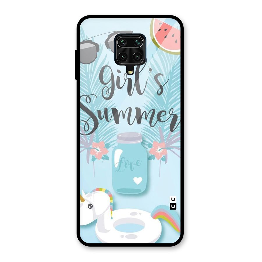 Girls Summer Glass Back Case for Redmi Note 9 Pro