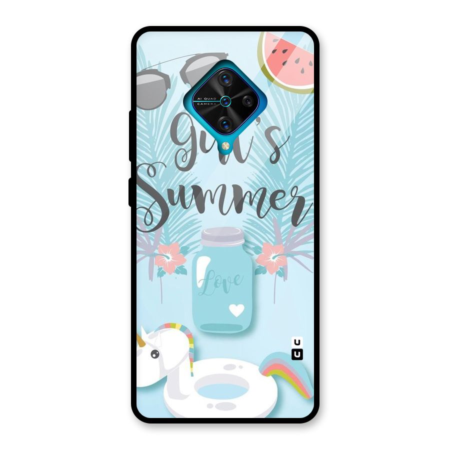 Girls Summer Glass Back Case for Vivo S1 Pro