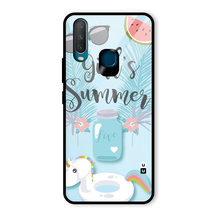 Girls Summer Glass Back Case for Vivo U10