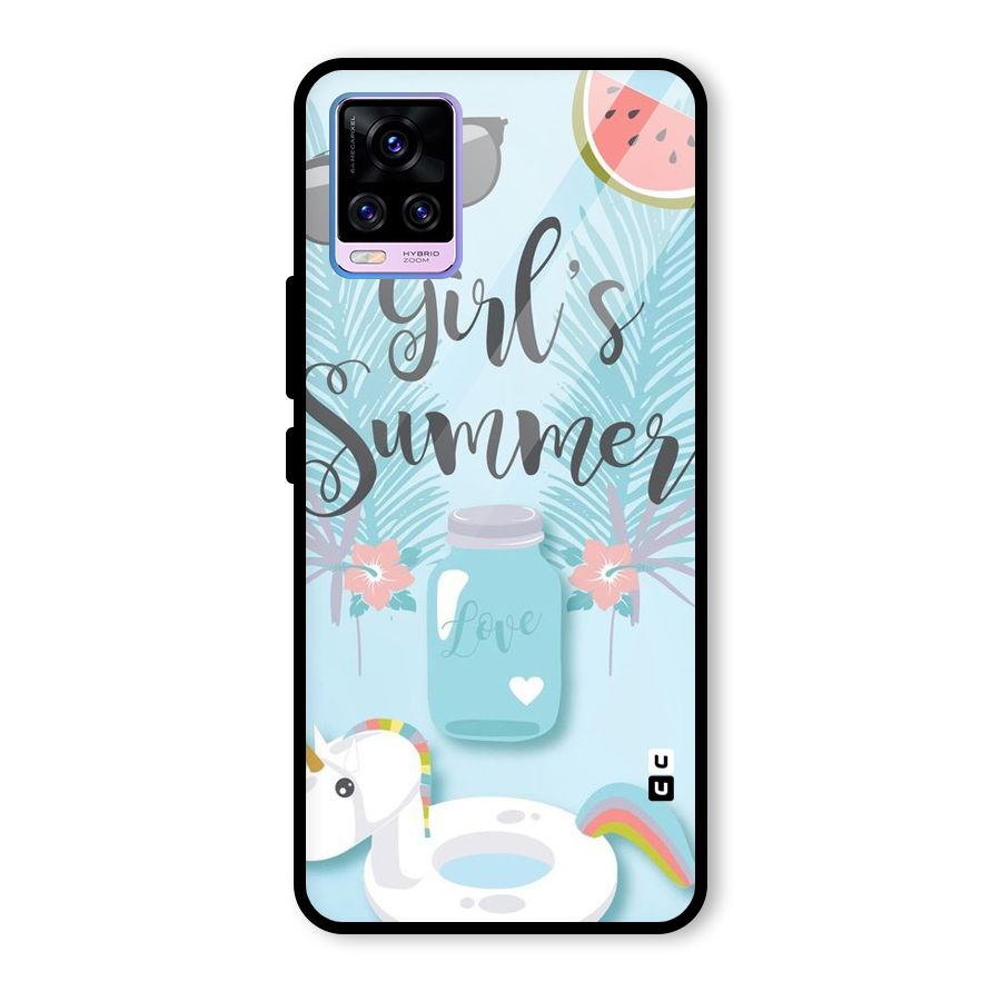 Girls Summer Glass Back Case for Vivo V20 Pro