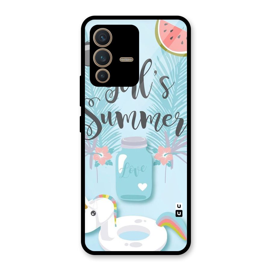 Girls Summer Glass Back Case for Vivo V23 5G