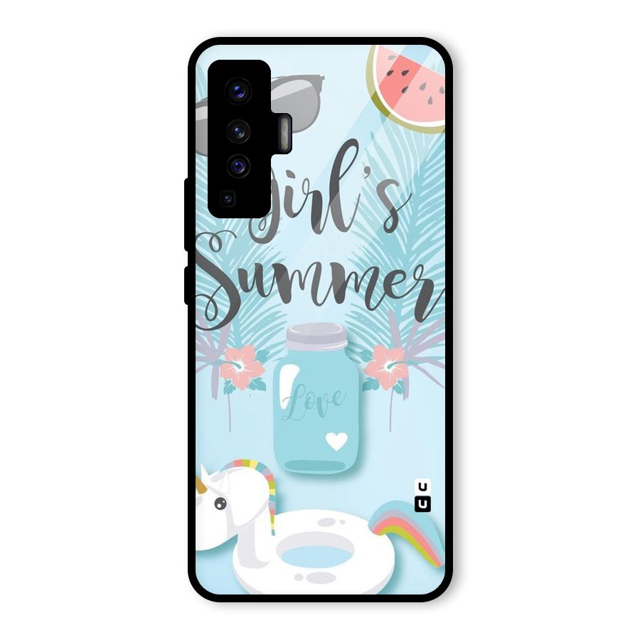 Girls Summer Glass Back Case for Vivo X50