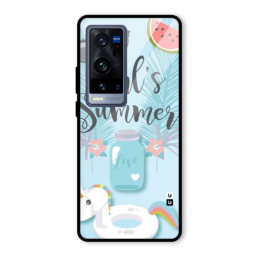Girls Summer Glass Back Case for Vivo X60 Pro Plus