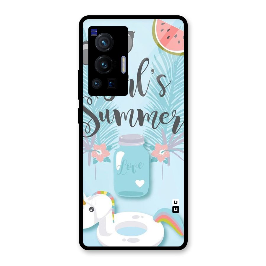 Girls Summer Glass Back Case for Vivo X70 Pro