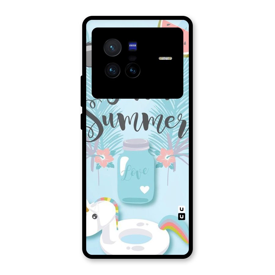 Girls Summer Glass Back Case for Vivo X80
