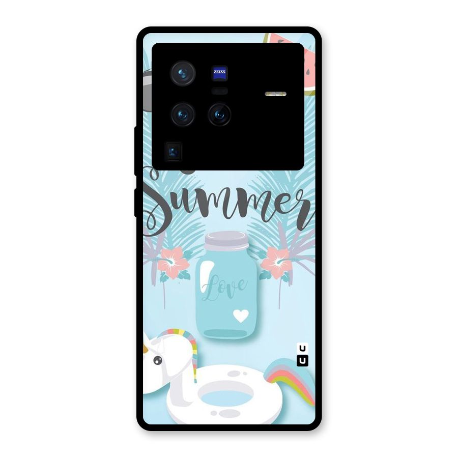Girls Summer Glass Back Case for Vivo X80 Pro
