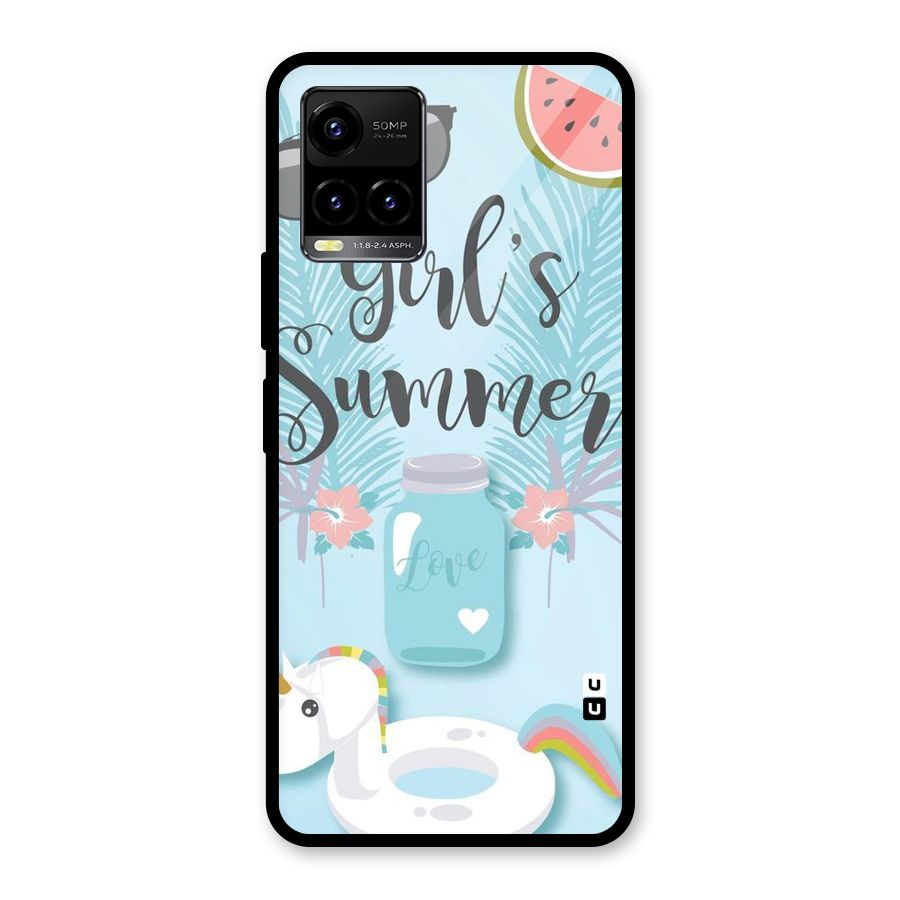 Girls Summer Glass Back Case for Vivo Y21T