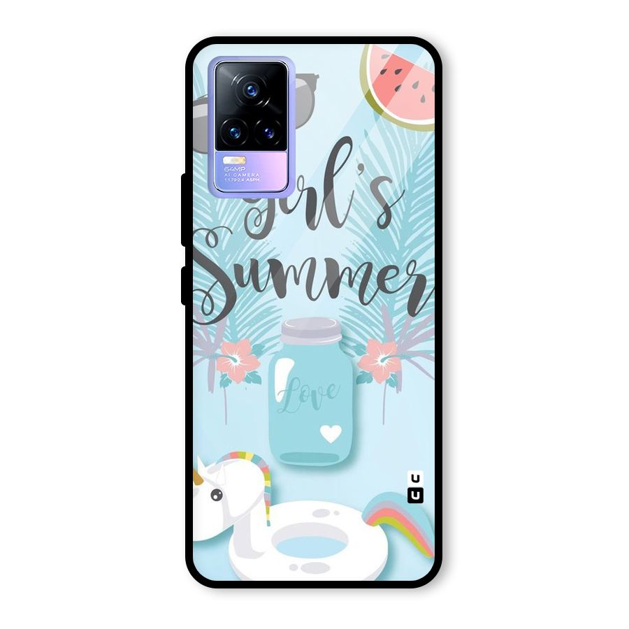 Girls Summer Glass Back Case for Vivo Y73