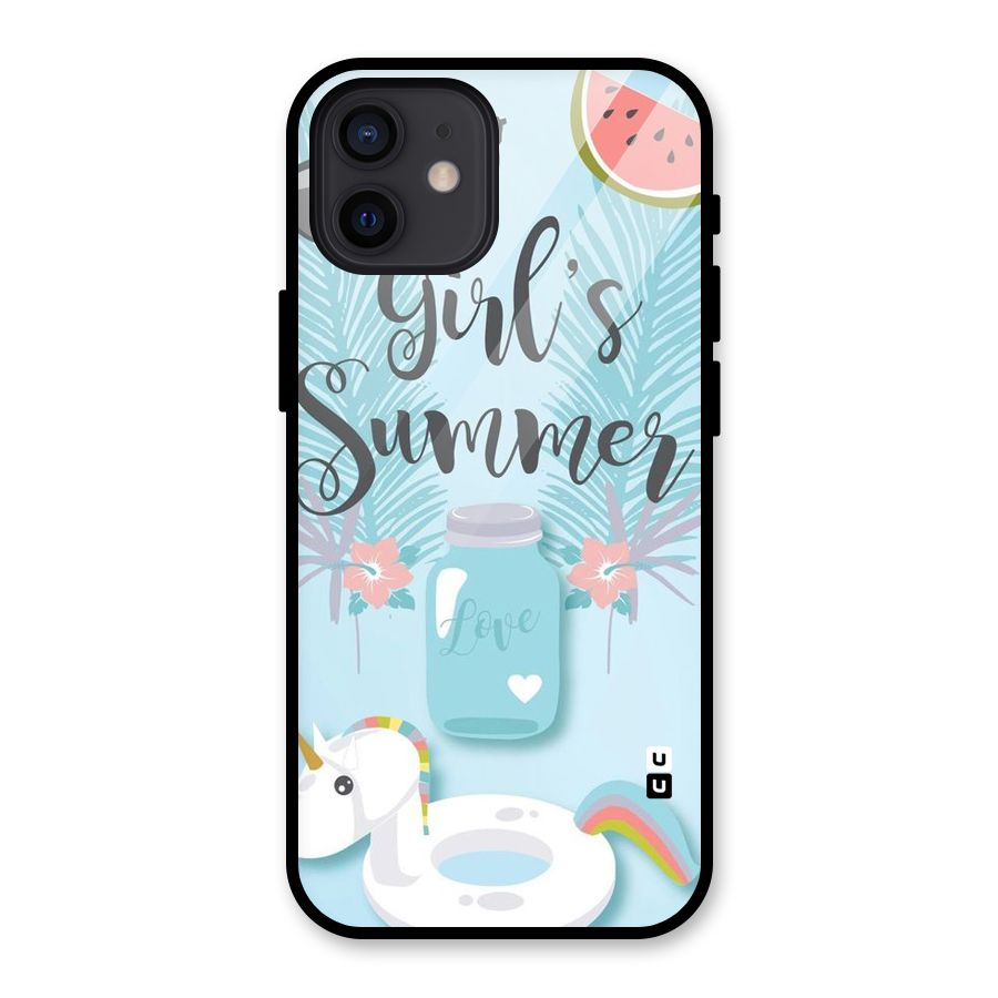 Girls Summer Glass Back Case for iPhone 12