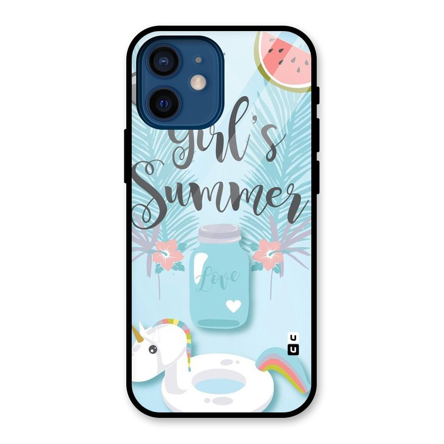 Girls Summer Glass Back Case for iPhone 12 Mini