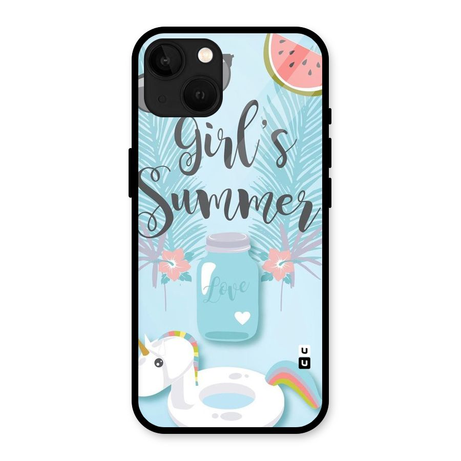 Girls Summer Glass Back Case for iPhone 13