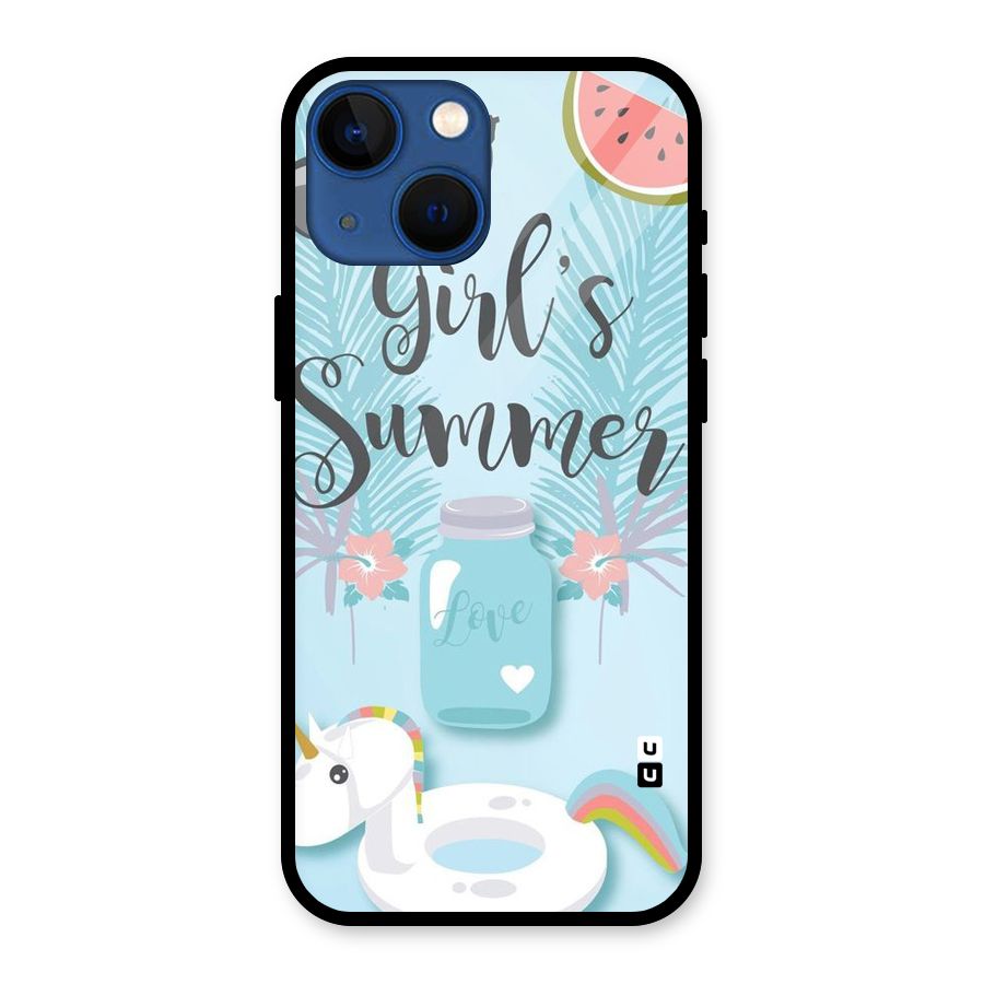 Girls Summer Glass Back Case for iPhone 13 Mini