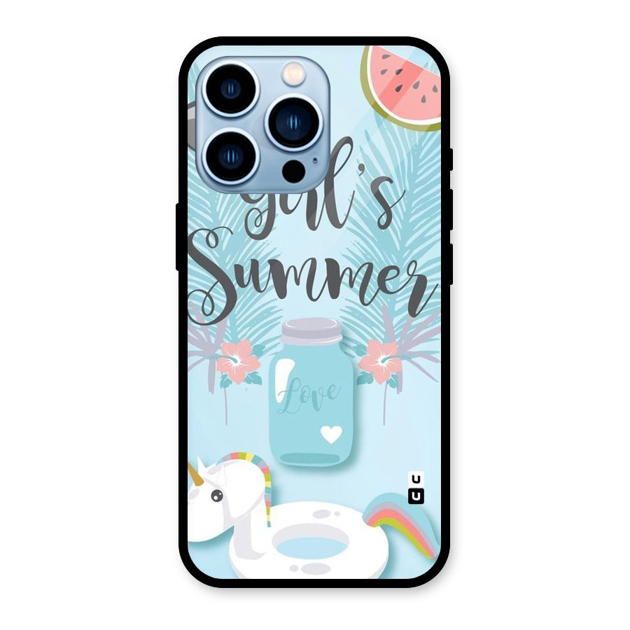 Girls Summer Glass Back Case for iPhone 13 Pro