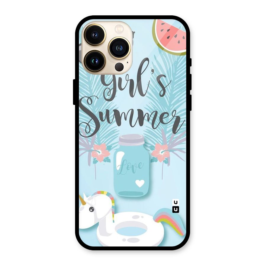 Girls Summer Glass Back Case for iPhone 13 Pro Max