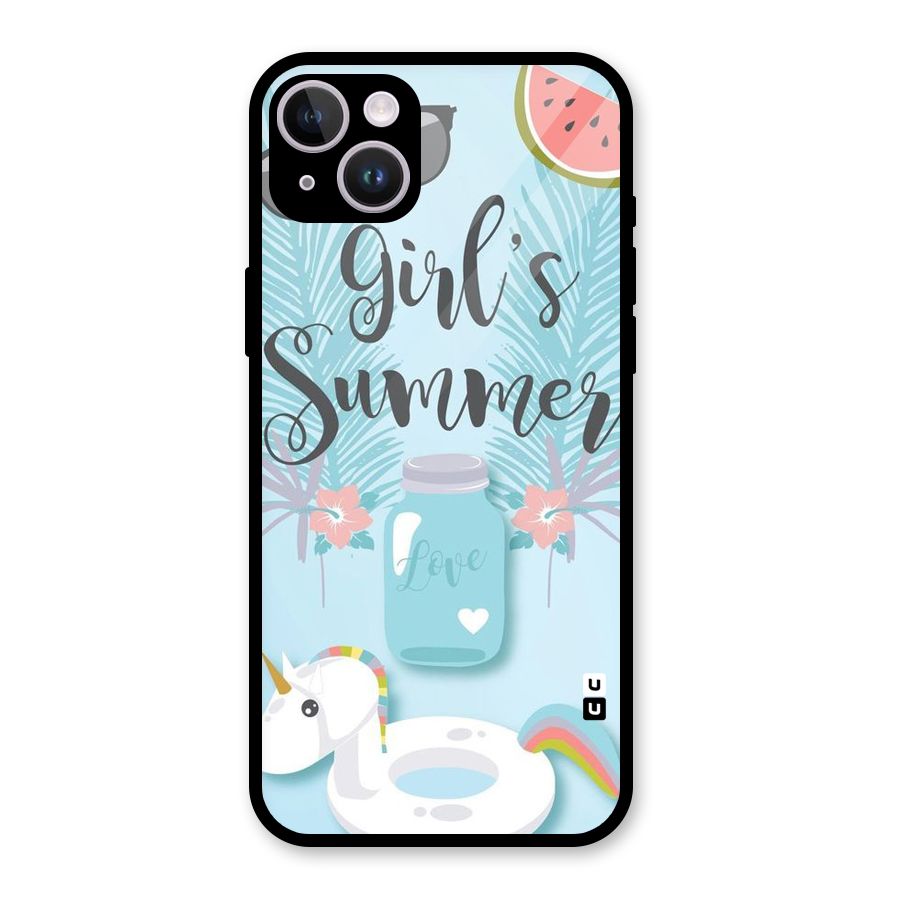 Girls Summer Glass Back Case for iPhone 14 Plus