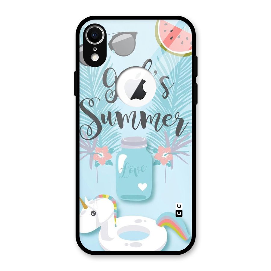 Girls Summer Glass Back Case for iPhone XR Logo Cut