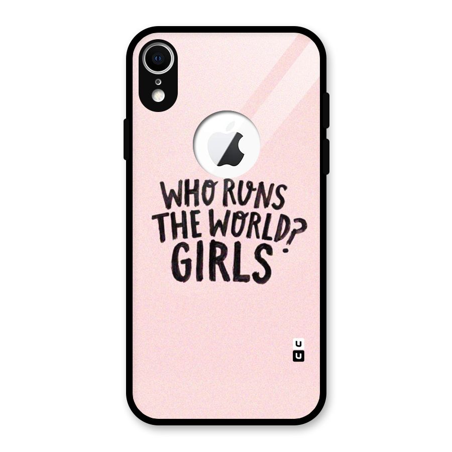 Girls World Glass Back Case for iPhone XR Logo Cut