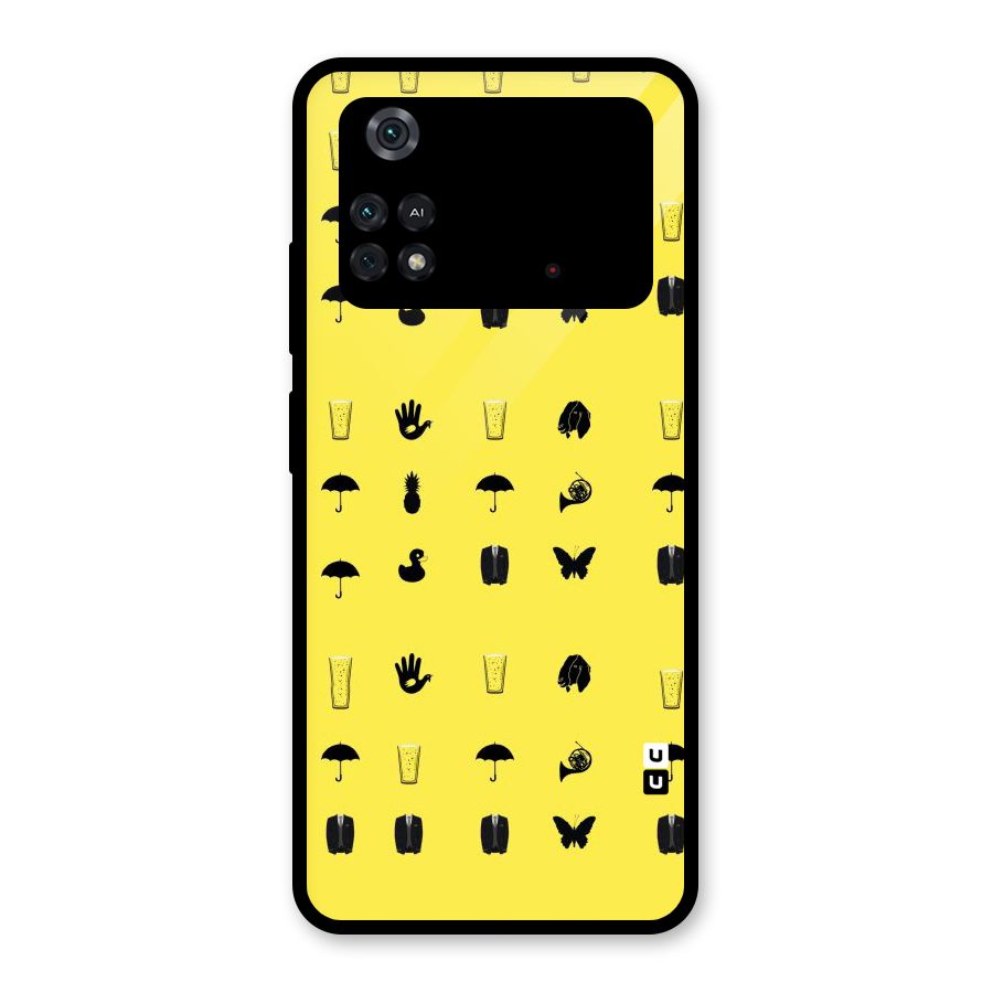 Glass Pattern Glass Back Case for Poco M4 Pro 4G