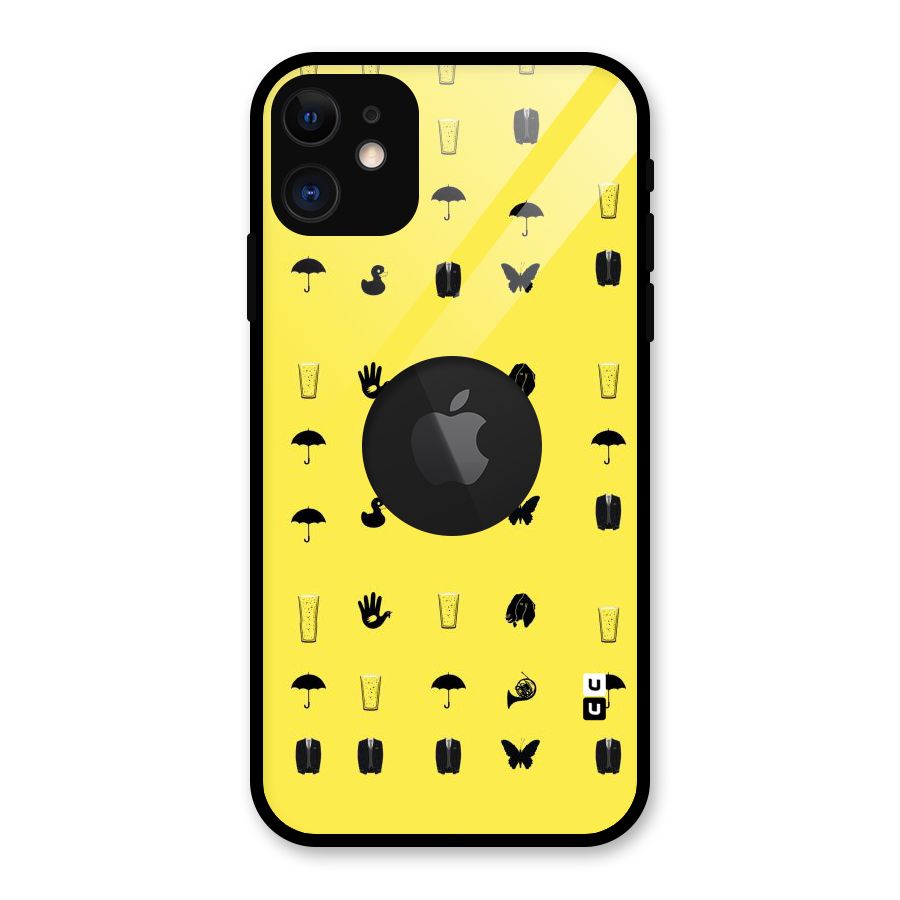 Glass Pattern Glass Back Case for iPhone 11 Logo Cut