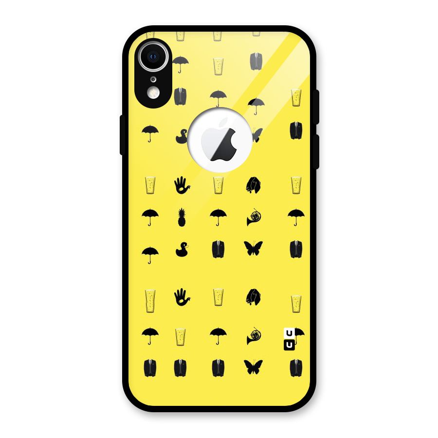 Glass Pattern Glass Back Case for iPhone XR Logo Cut