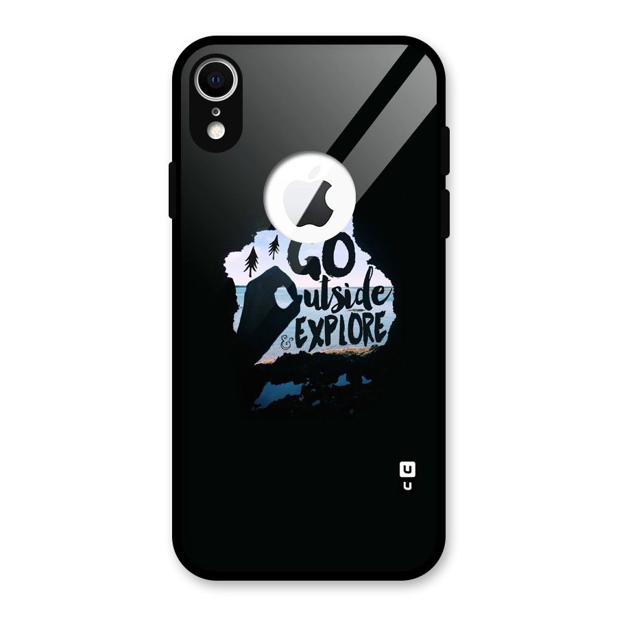 Go Outside Glass Back Case for iPhone XR Logo Cut