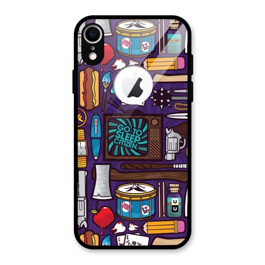 Go To Sleep Glass Back Case for iPhone XR Logo Cut