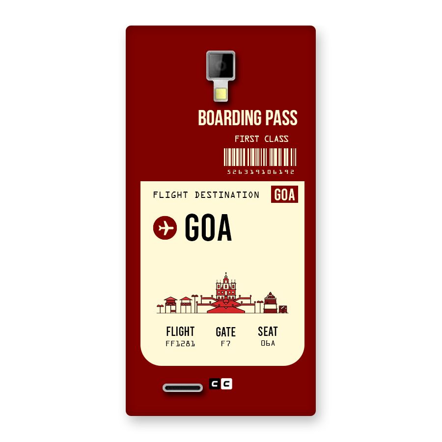Goa Boarding Pass Back Case for Micromax Canvas Xpress A99