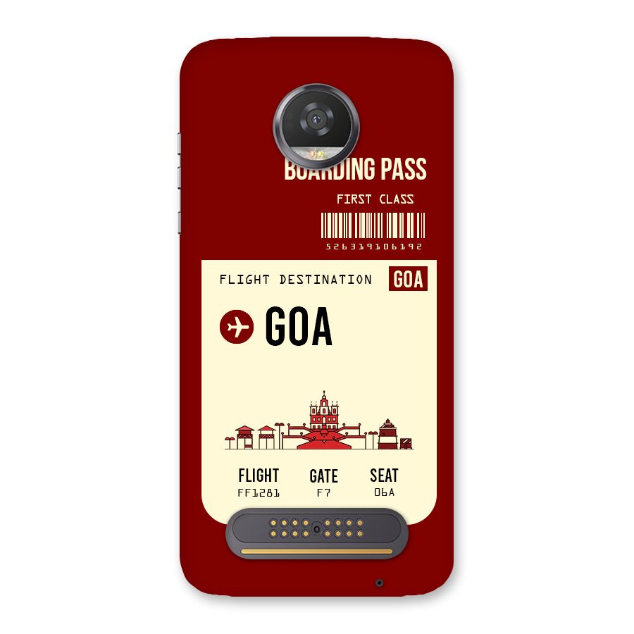 Goa Boarding Pass Back Case for Moto Z2 Play
