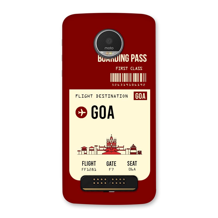Goa Boarding Pass Back Case for Moto Z Play