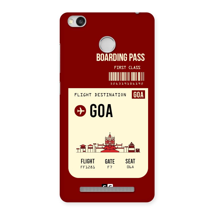 Goa Boarding Pass Back Case for Redmi 3S Prime