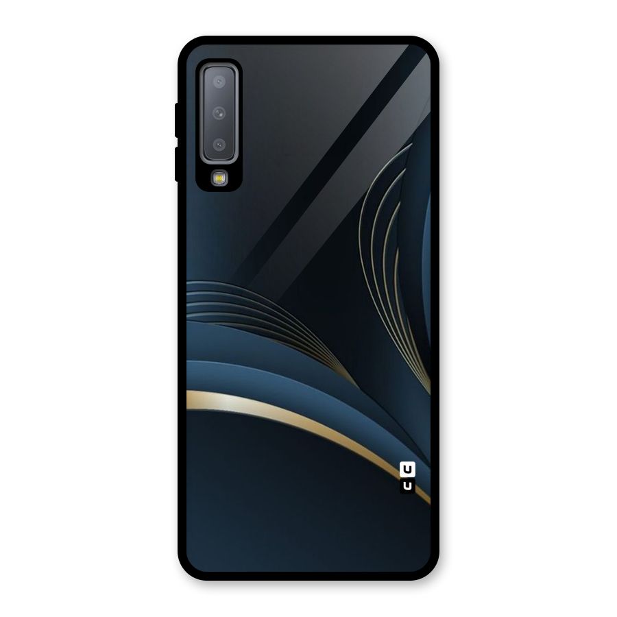 Gold Blue Beauty Glass Back Case for Galaxy A7 (2018)