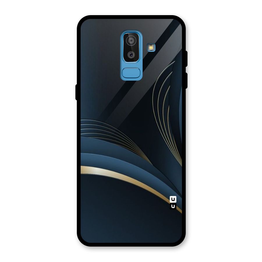 Gold Blue Beauty Glass Back Case for Galaxy J8