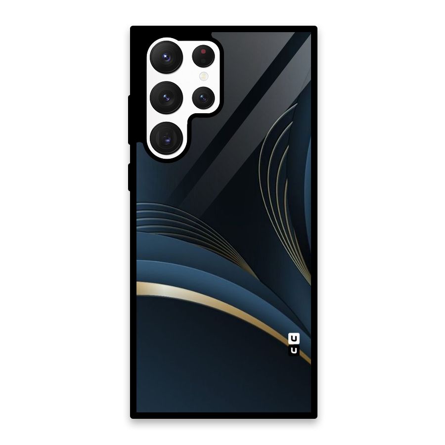 Gold Blue Beauty Glass Back Case for Galaxy S22 Ultra 5G