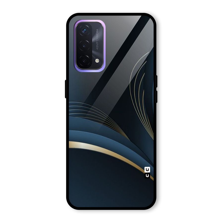 Gold Blue Beauty Glass Back Case for Oppo A74 5G
