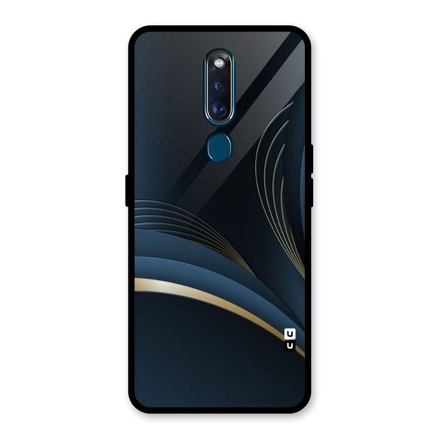 Gold Blue Beauty Glass Back Case for Oppo F11 Pro