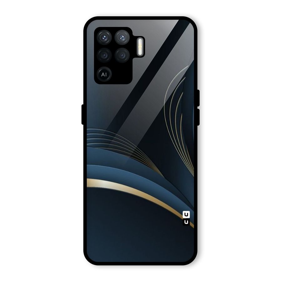 Gold Blue Beauty Glass Back Case for Oppo F19 Pro